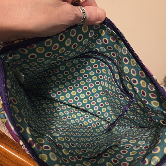 Vera Bradley Purple and Green Crossbody Bag with Paisley Print EUC!! - Picture 6 of 8